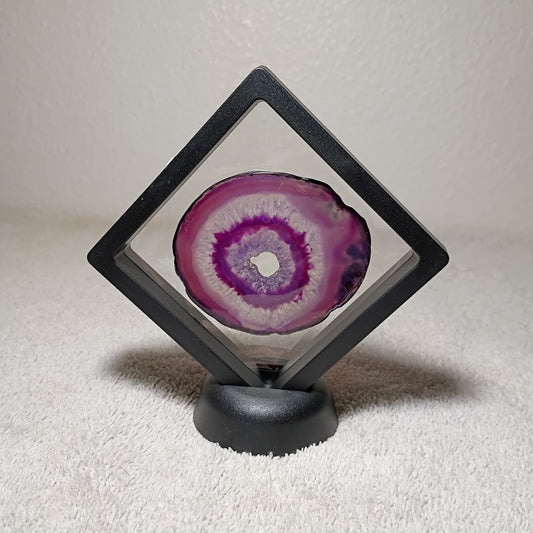 Purple Agate Slice – Geode Cross-Section in Floating Display Frame
