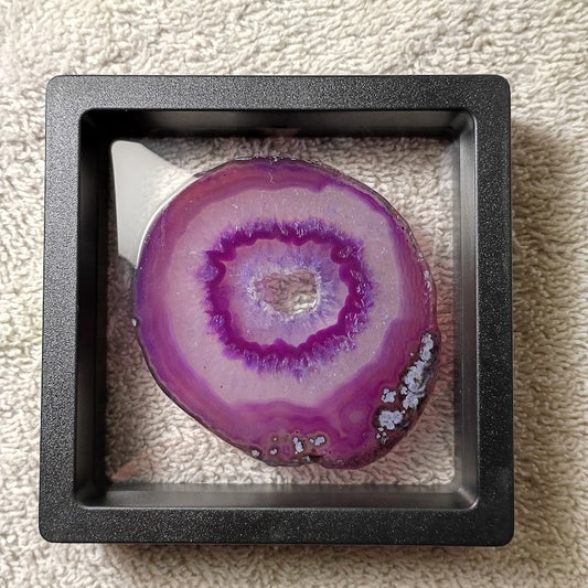 Purple Agate Slice – Geode Cross-Section in Floating Display Frame