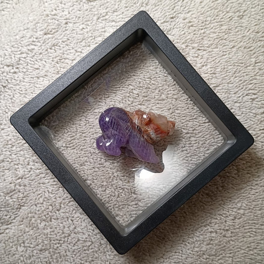 Dream Amethyst Bear Carving – Spiritual Guardian in Floating Display