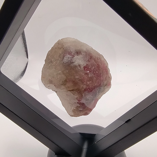 Natural Pink-Red Tourmaline Crystal in Floating Display