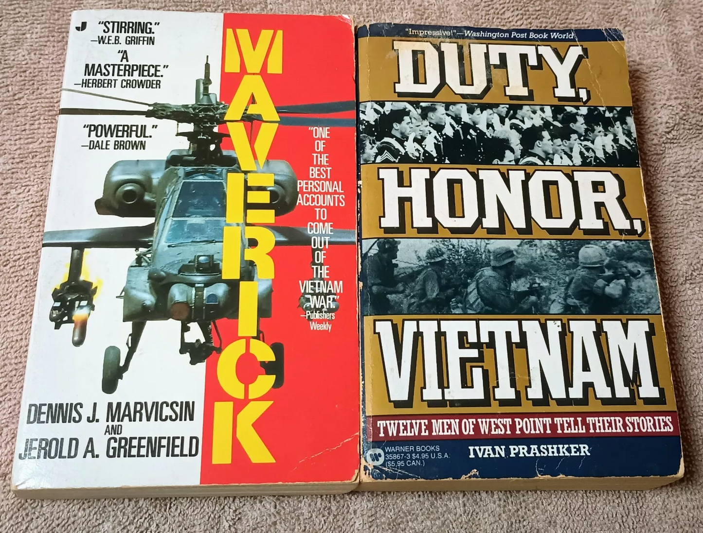 Maverick & Duty, Honor, Vietnam - Vietnam War Memoirs Lot of 2 Books