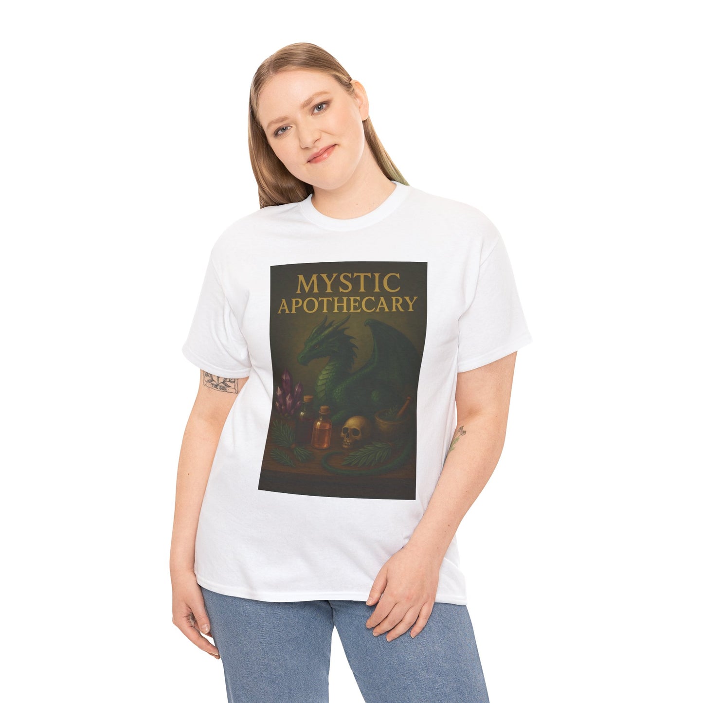 Mystic Apothecary Dragon Tee – Unisex Cotton Shirt for Fantasy Lovers