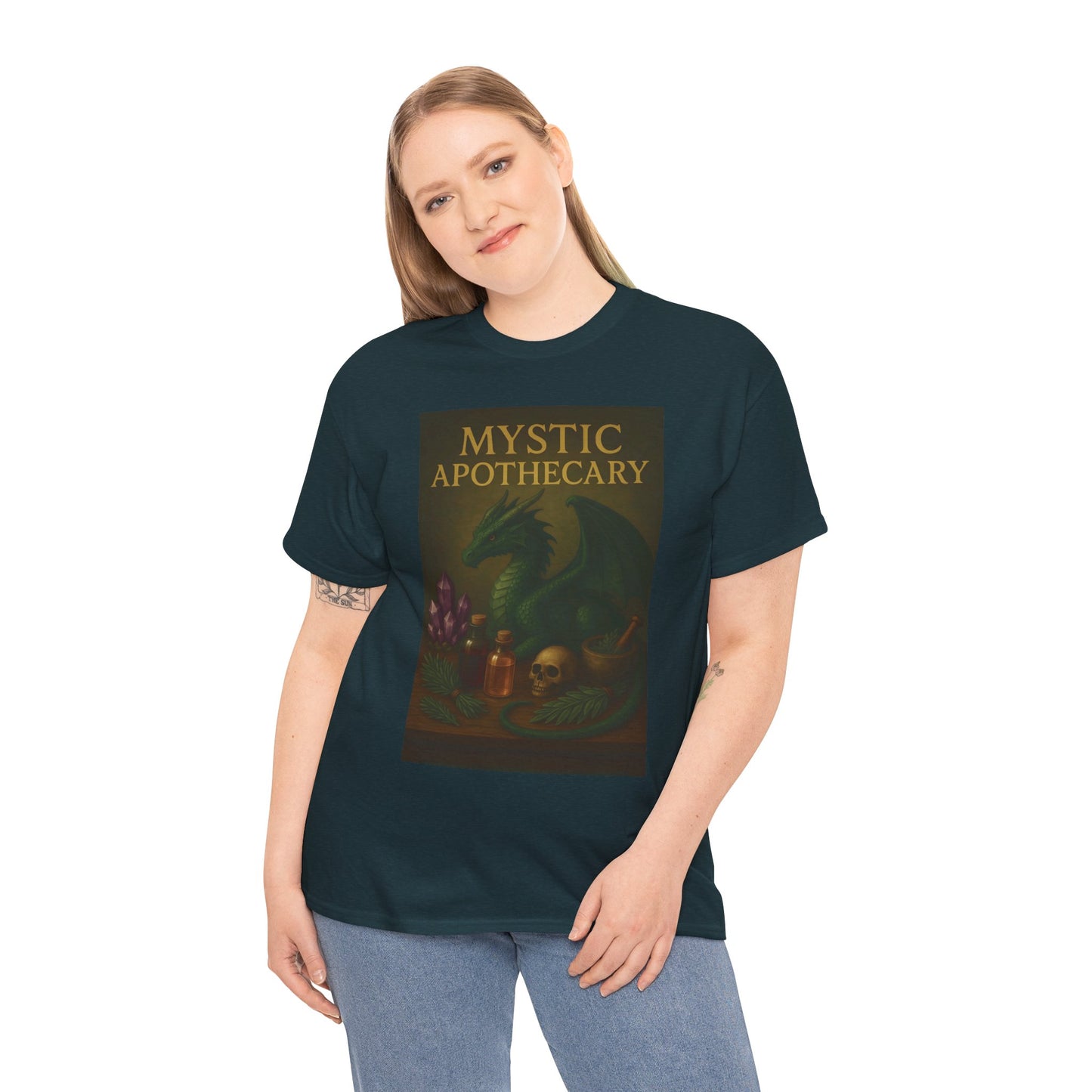 Mystic Apothecary Dragon Tee – Unisex Cotton Shirt for Fantasy Lovers