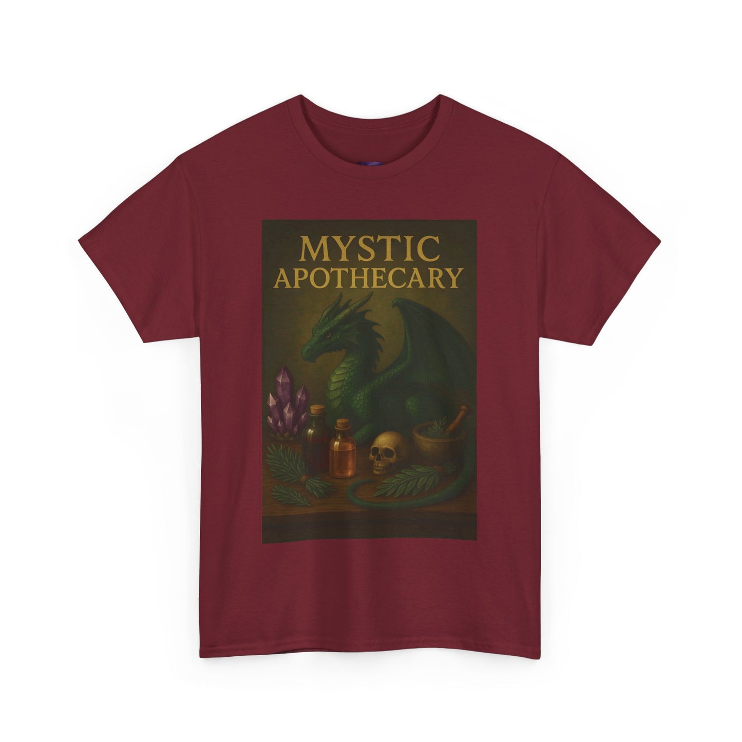 Mystic Apothecary Dragon Tee – Unisex Cotton Shirt for Fantasy Lovers