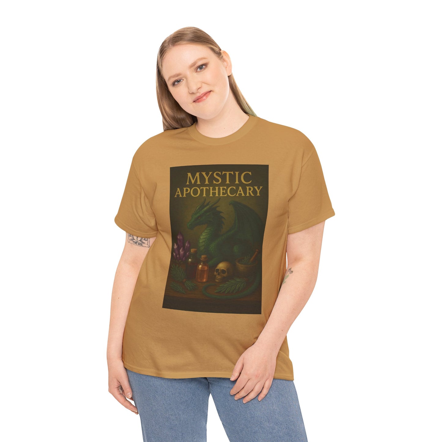 Mystic Apothecary Dragon Tee – Unisex Cotton Shirt for Fantasy Lovers