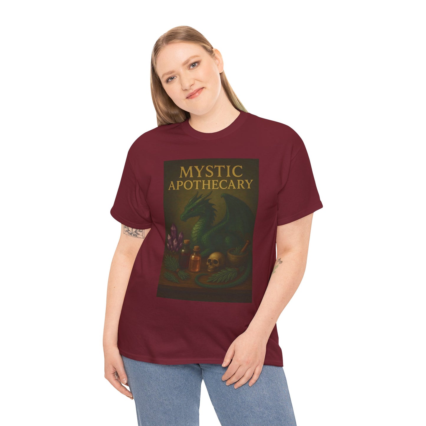 Mystic Apothecary Dragon Tee – Unisex Cotton Shirt for Fantasy Lovers