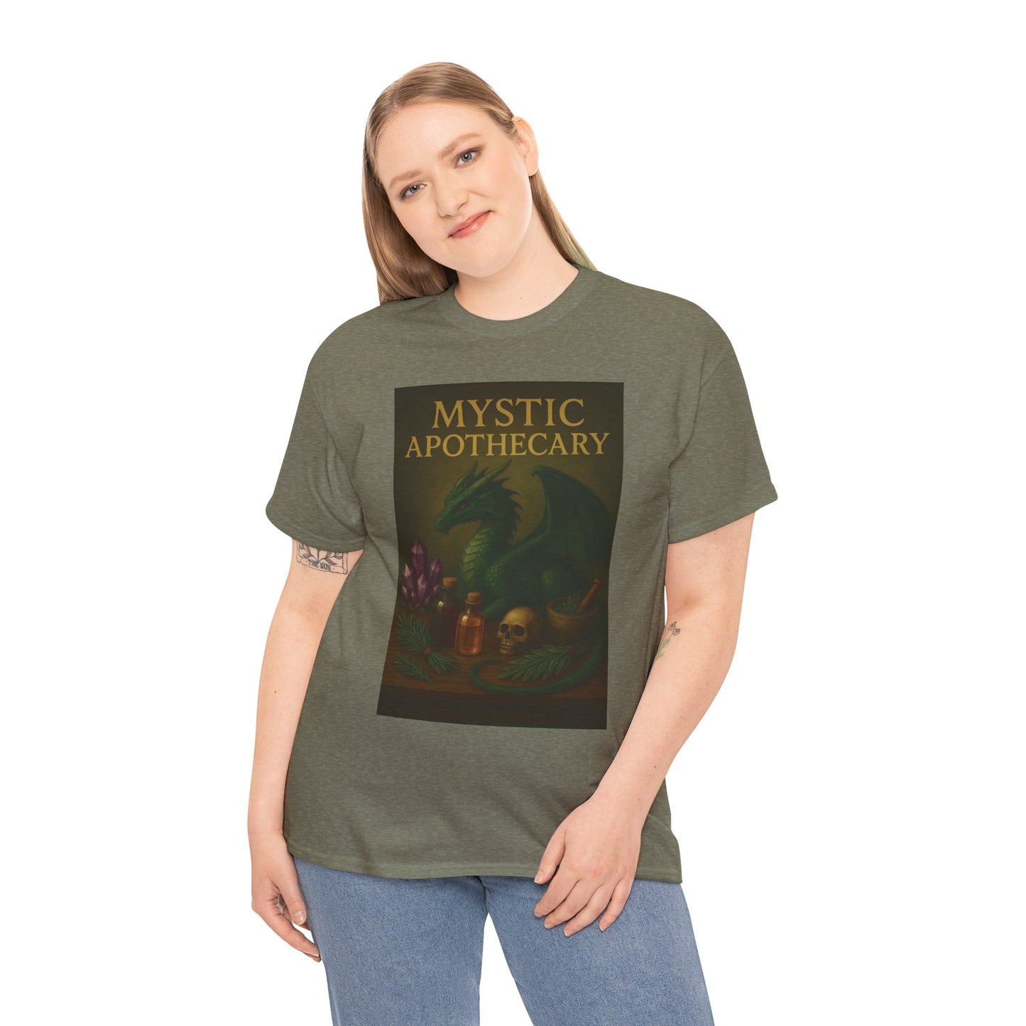 Mystic Apothecary Dragon Tee – Unisex Cotton Shirt for Fantasy Lovers