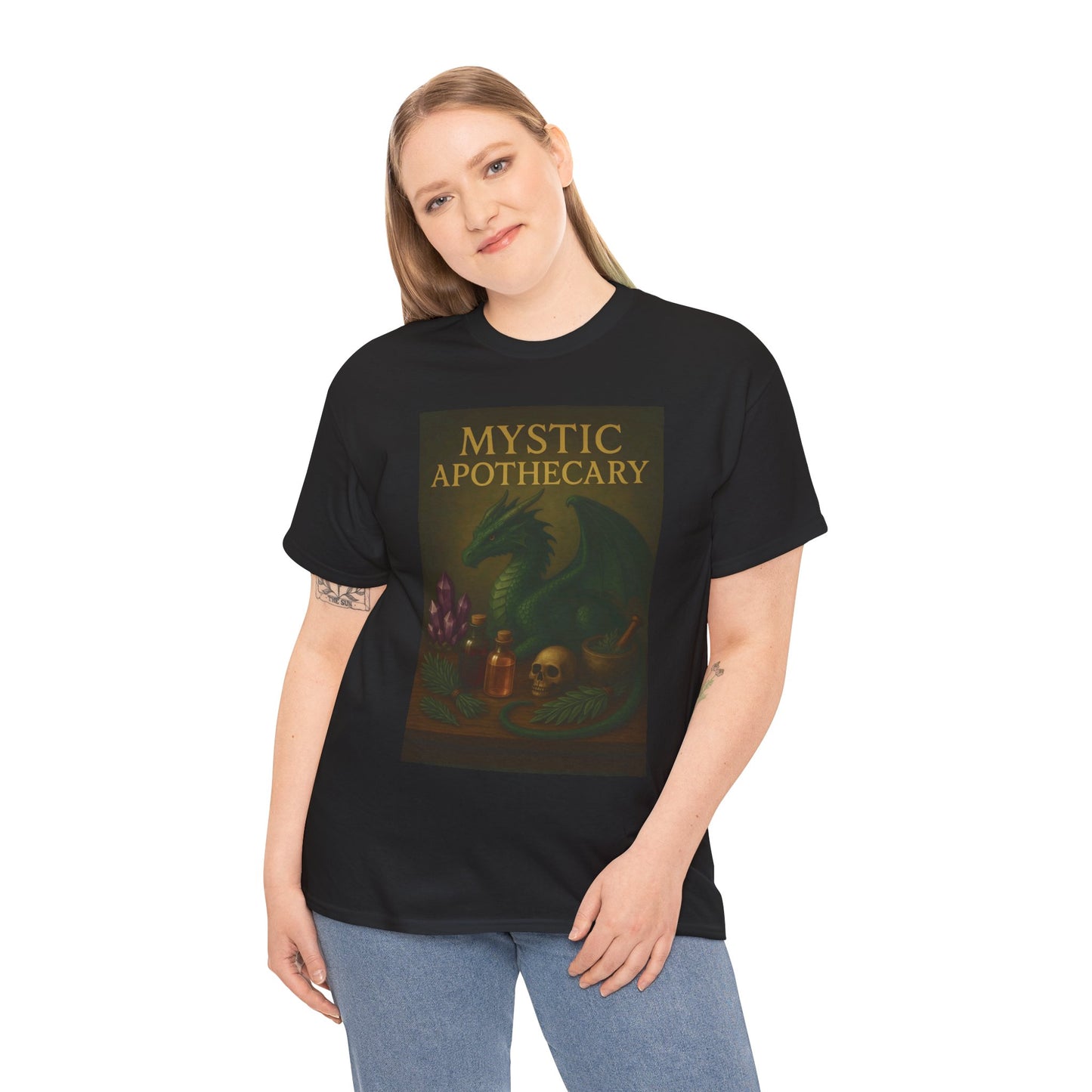Mystic Apothecary Dragon Tee – Unisex Cotton Shirt for Fantasy Lovers