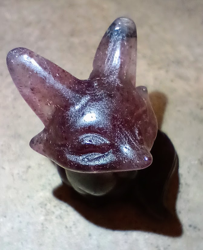 Strawberry Quartz Crystal Fox Figurine - 1.8 oz (54g), 2.2'' Tall x 1.3'' Wide