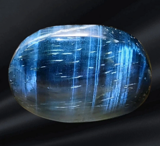 2.8oz Blue Tiger's Eye Polished Palmstone Quartz Hawk's Eye Crystal Gemstone