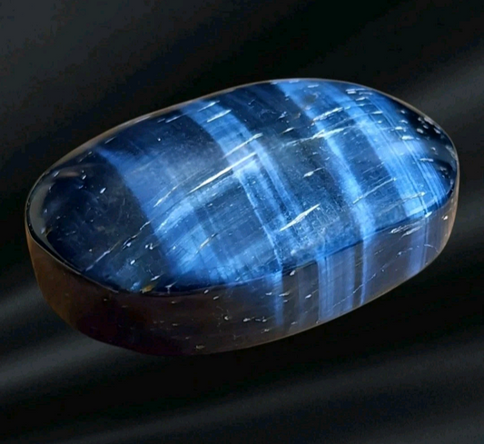2.8oz Blue Tiger's Eye Polished Palmstone Quartz Hawk's Eye Crystal Gemstone